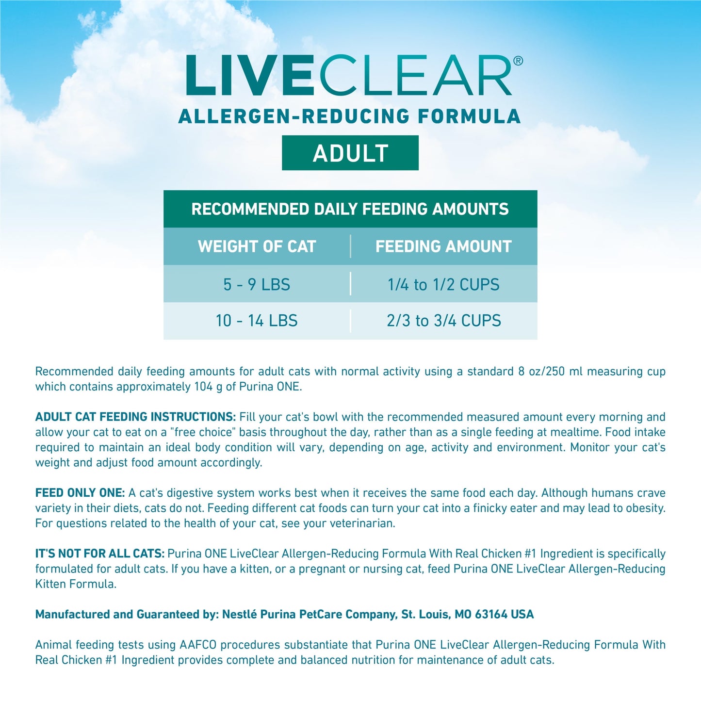 Purina ONE LiveClear Allergen-Reducing Dry Cat Food Formula with Real Chicken as the Number One Ingredient, 6.3 lb. Bag