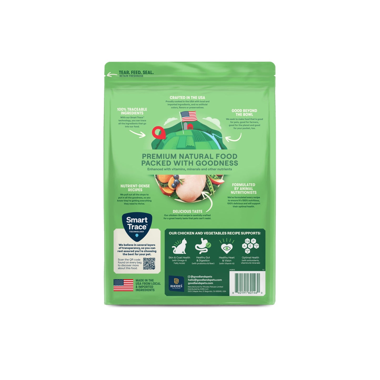 Goodlands Cage-Free Chicken Vegetable Flavor, Dry Adult Cat Food with Probiotics, 3.15 lb Bag
