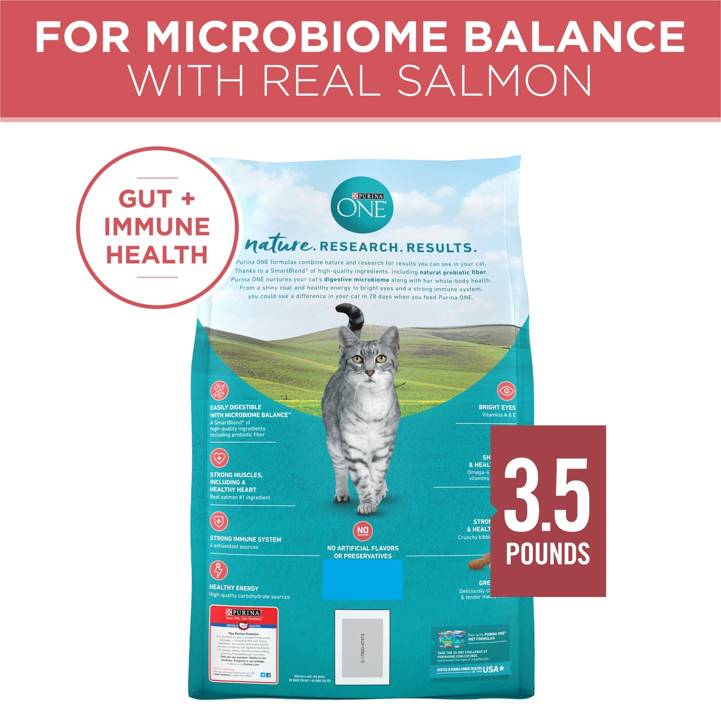 Purina ONE Tender Select Blends Dry Cat Food, Salmon, 3.5 lb Bag