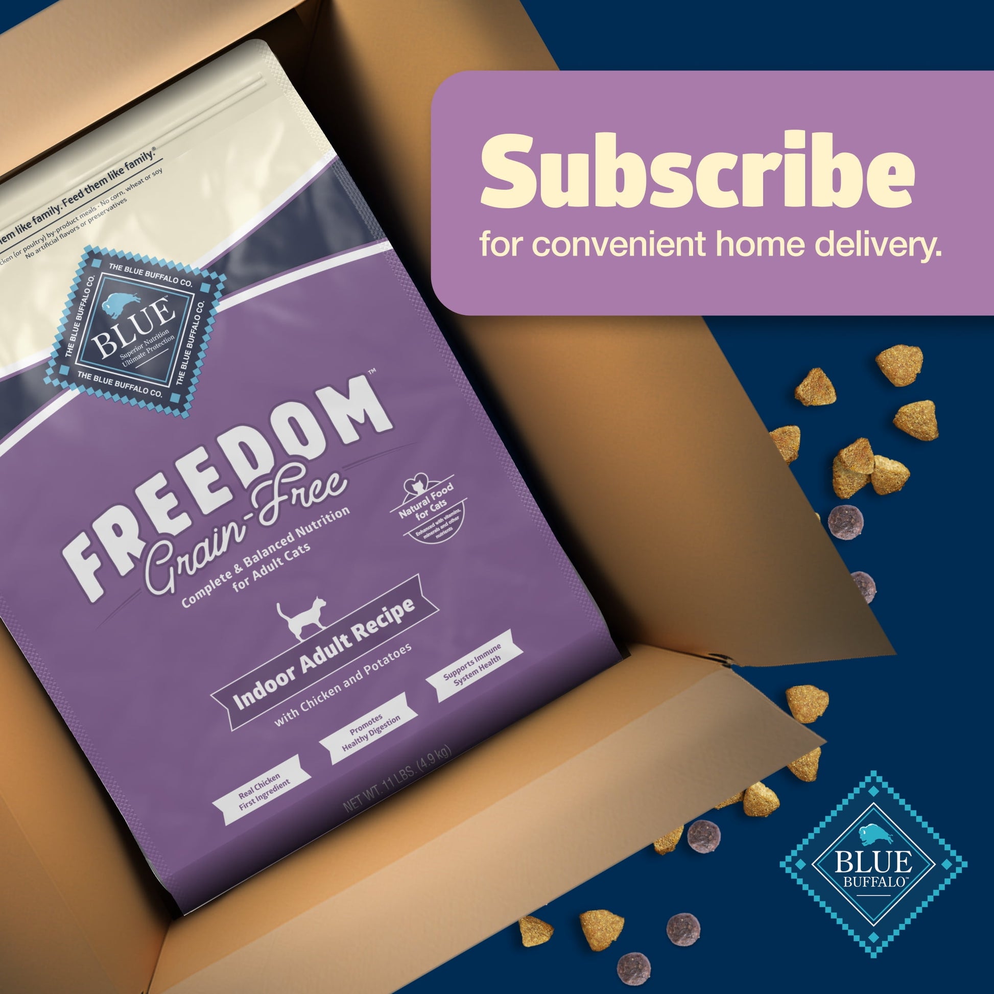 Blue Buffalo Freedom Natural Grain-Free Indoor Adult Dry Cat Food, Chicken Recipe, 11-lb. Bag