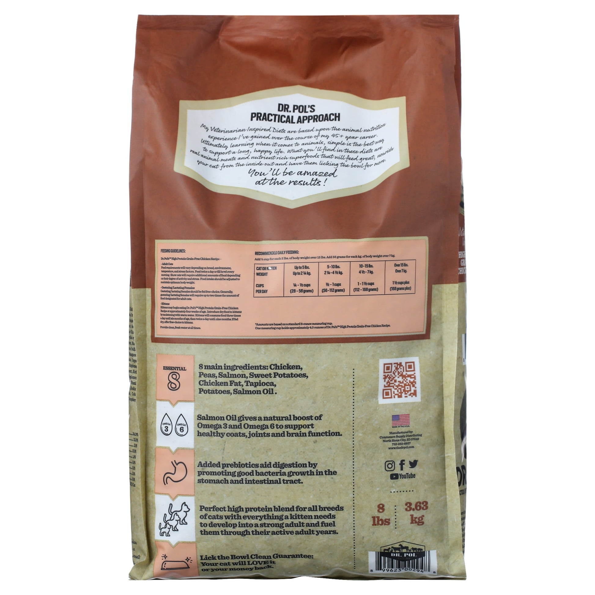 Dr. Pol High Protein Limited Ingredient Chicken Recipe Dry Cat Food for All Breeds, Ages and Sizes of Cats and Growing Kittens, 8 lb. Bag