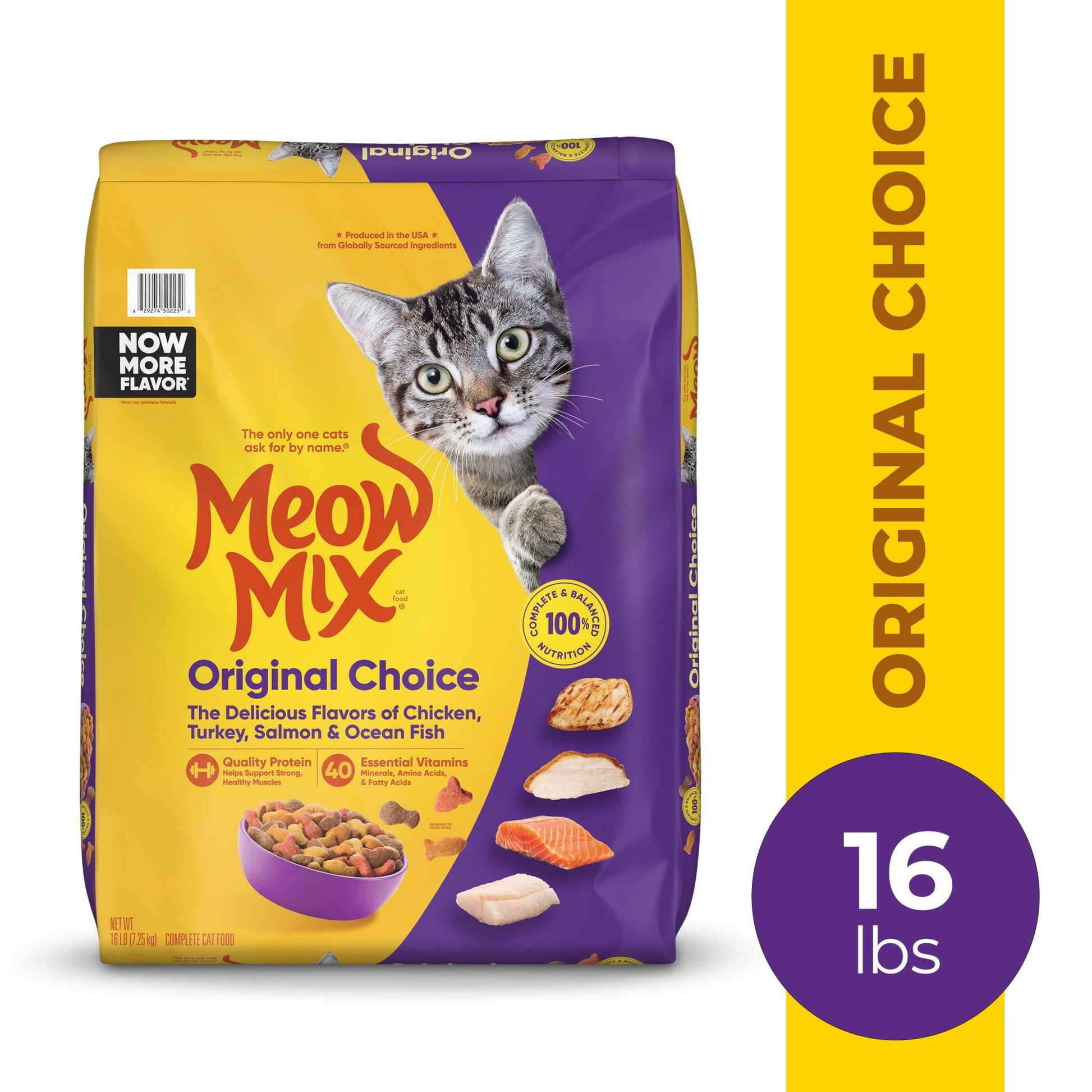 (4 pack) Meow Mix Original Choice Dry Cat Food, 16 lb. Bag