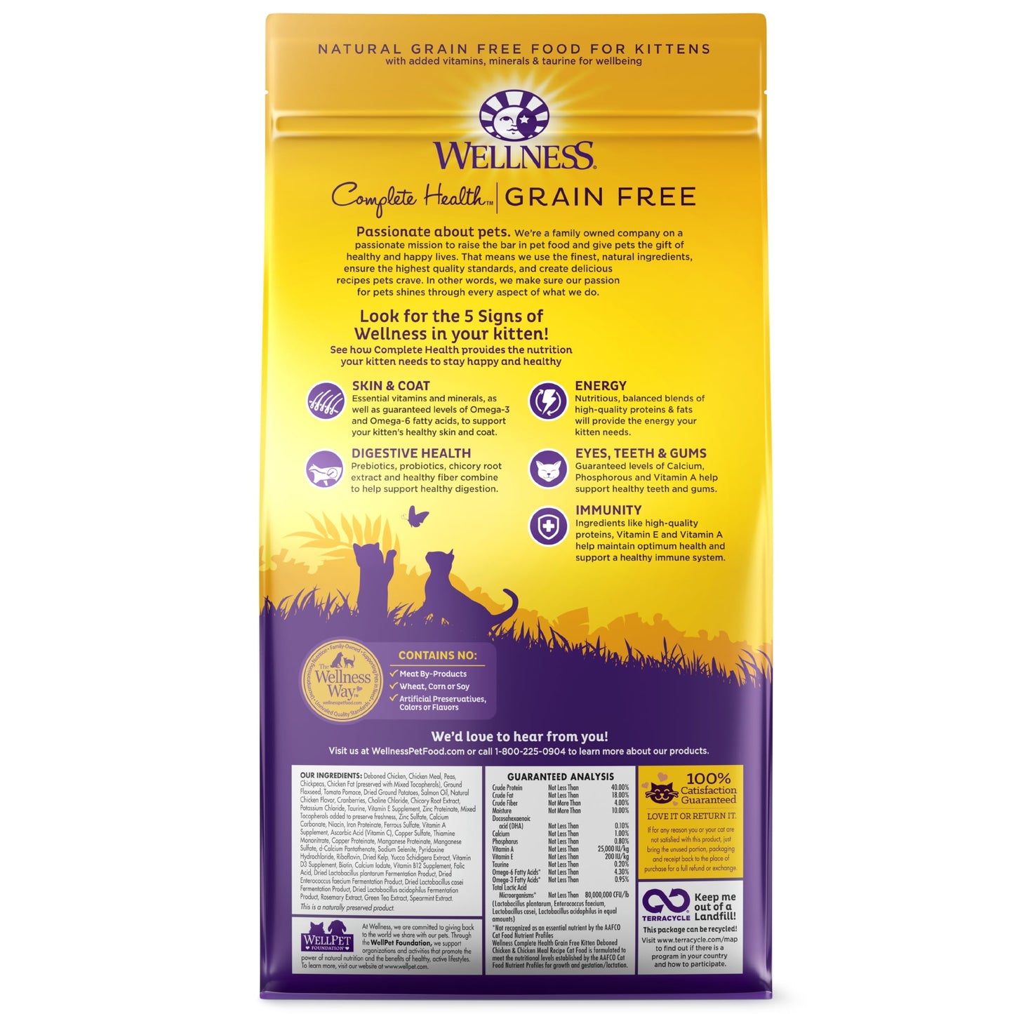 Wellness Complete Health Natural Grain Free Dry Kitten Food, Chicken & Chicken Recipe, 5.5-Pound Bag