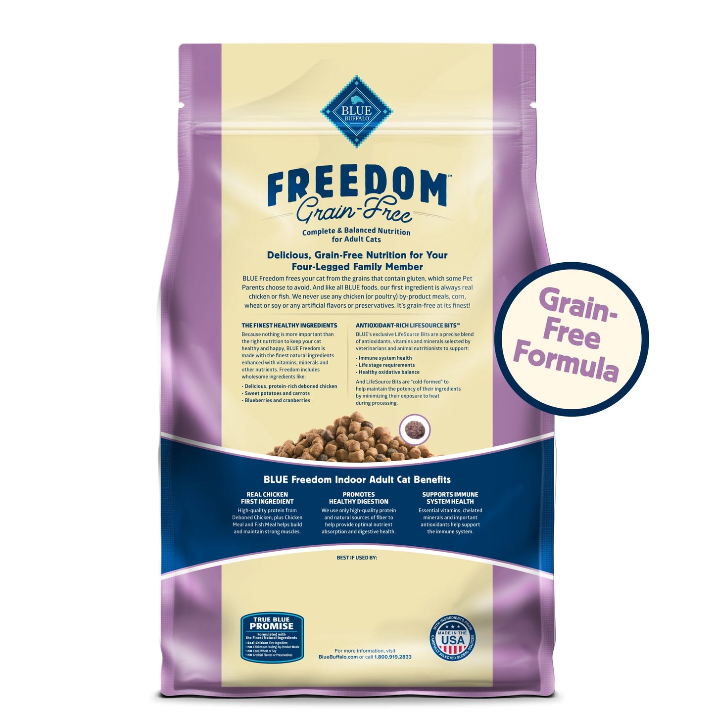 Blue Buffalo Freedom Natural Grain-Free Indoor Adult Dry Cat Food, Chicken Recipe, 11-lb. Bag