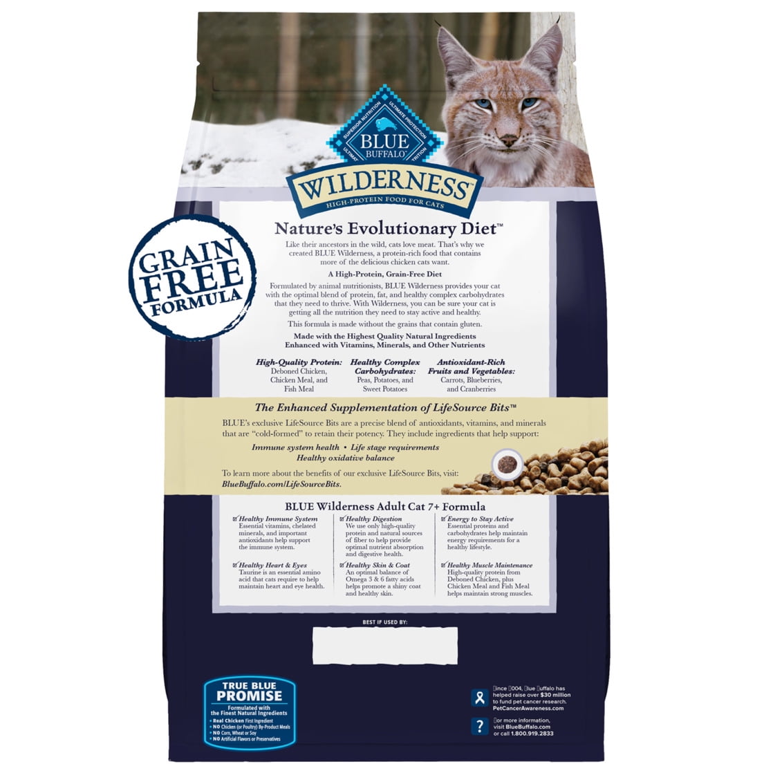 Blue Buffalo Wilderness Natural Mature Dry Cat Food, High-Protein, Chicken, 5-lb. Bag