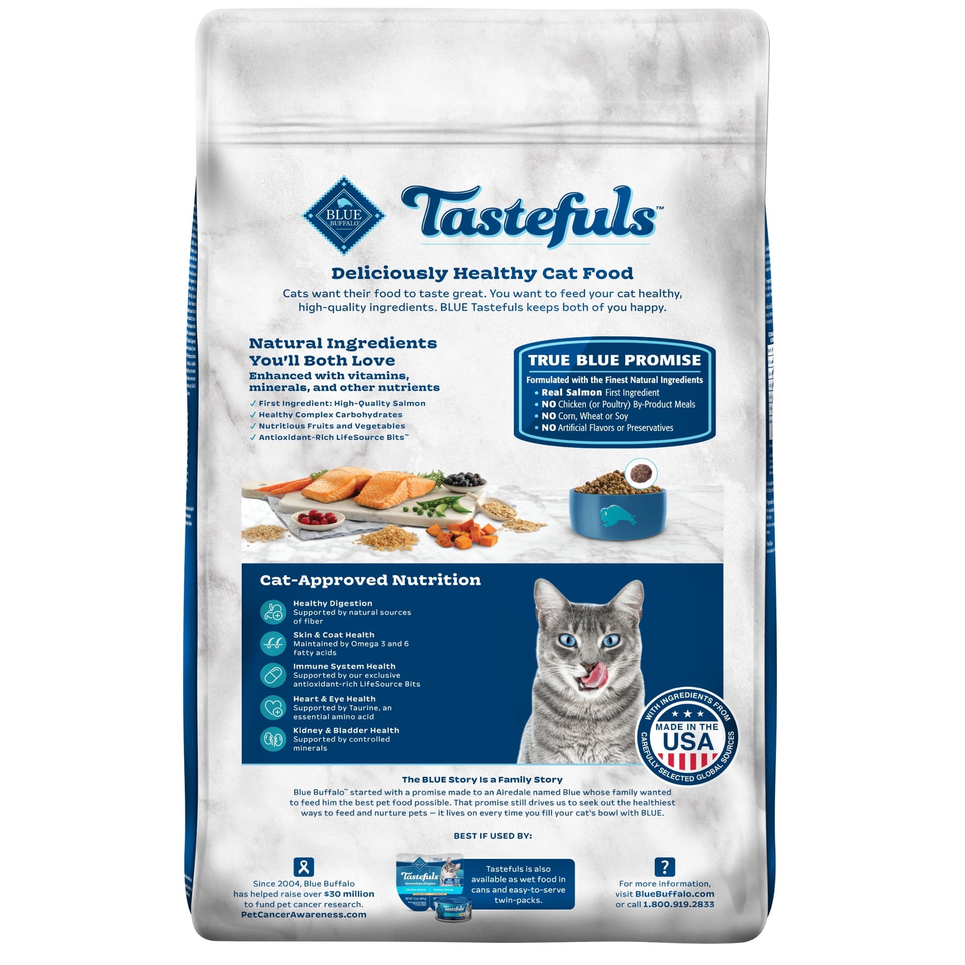 Blue Buffalo Tastefuls Dry Food, Adult Indoor Cat, Salmon and Brown Rice, 15-lb. Bag
