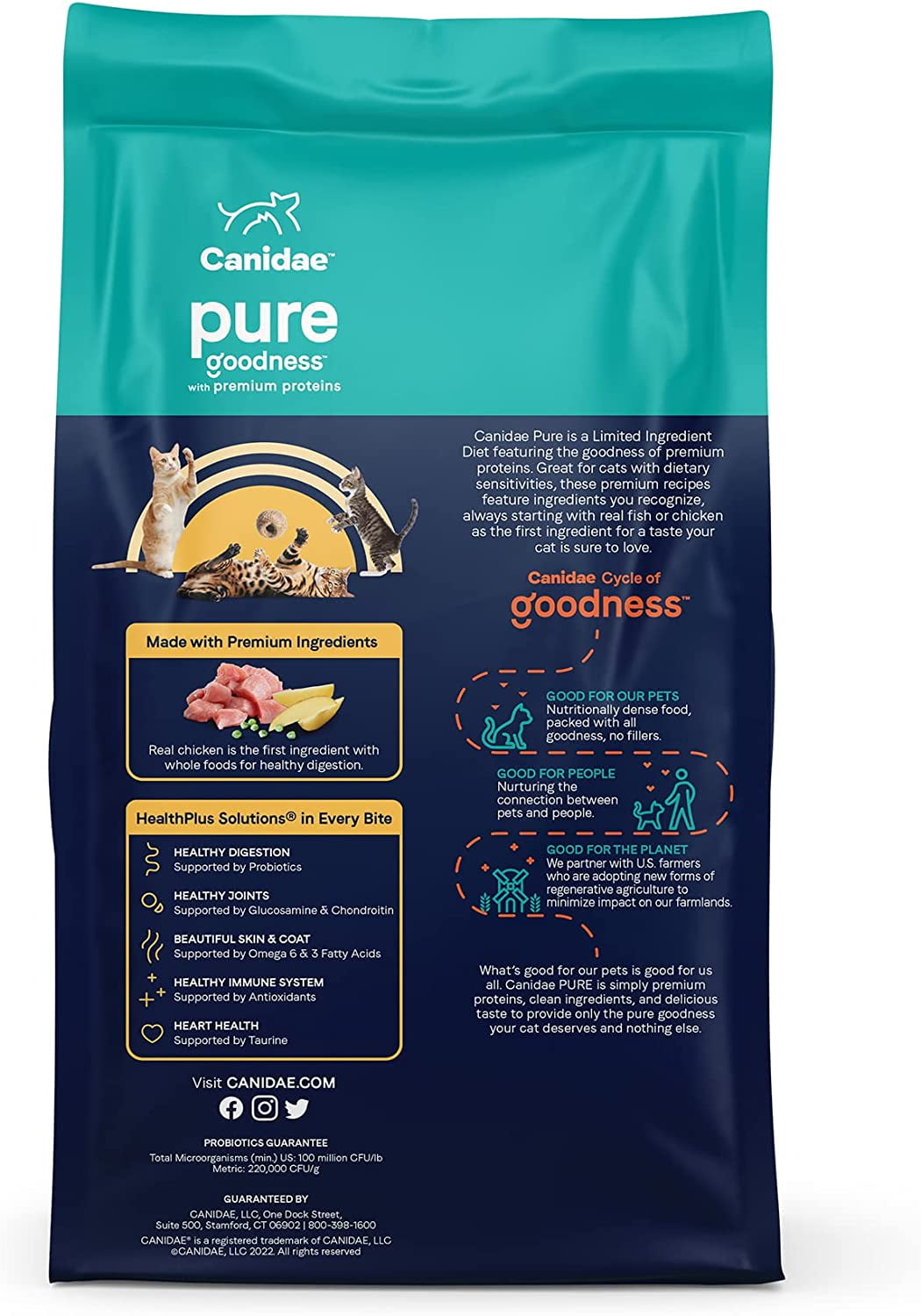 CANIDAE Pure Goodness Grain-Free LID Dry Cat Food Elements Formula w/Chicken, 1ea/10 lb