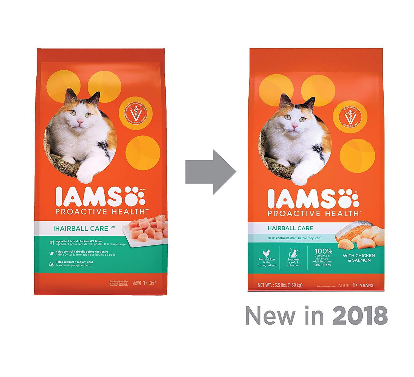 Iams Proactive Health Adult Hairball Care Dry Cat Food With Chicken And Salmon, 7 Lb. Bag