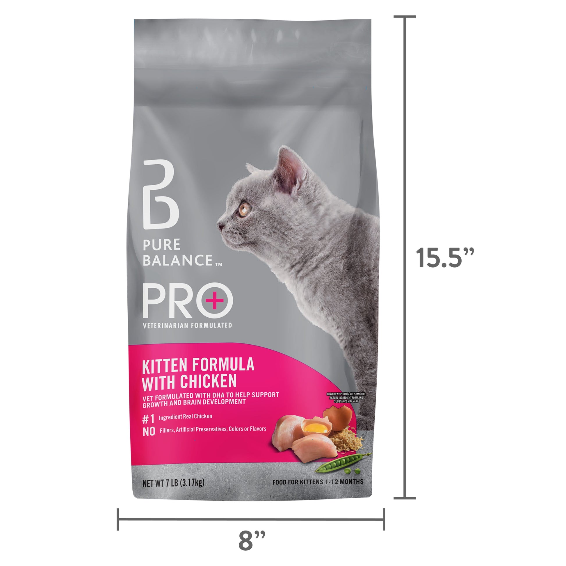 Pure Balance Pro+ Kitten Formula with Chicken Dry Cat Food, 7 lbs
