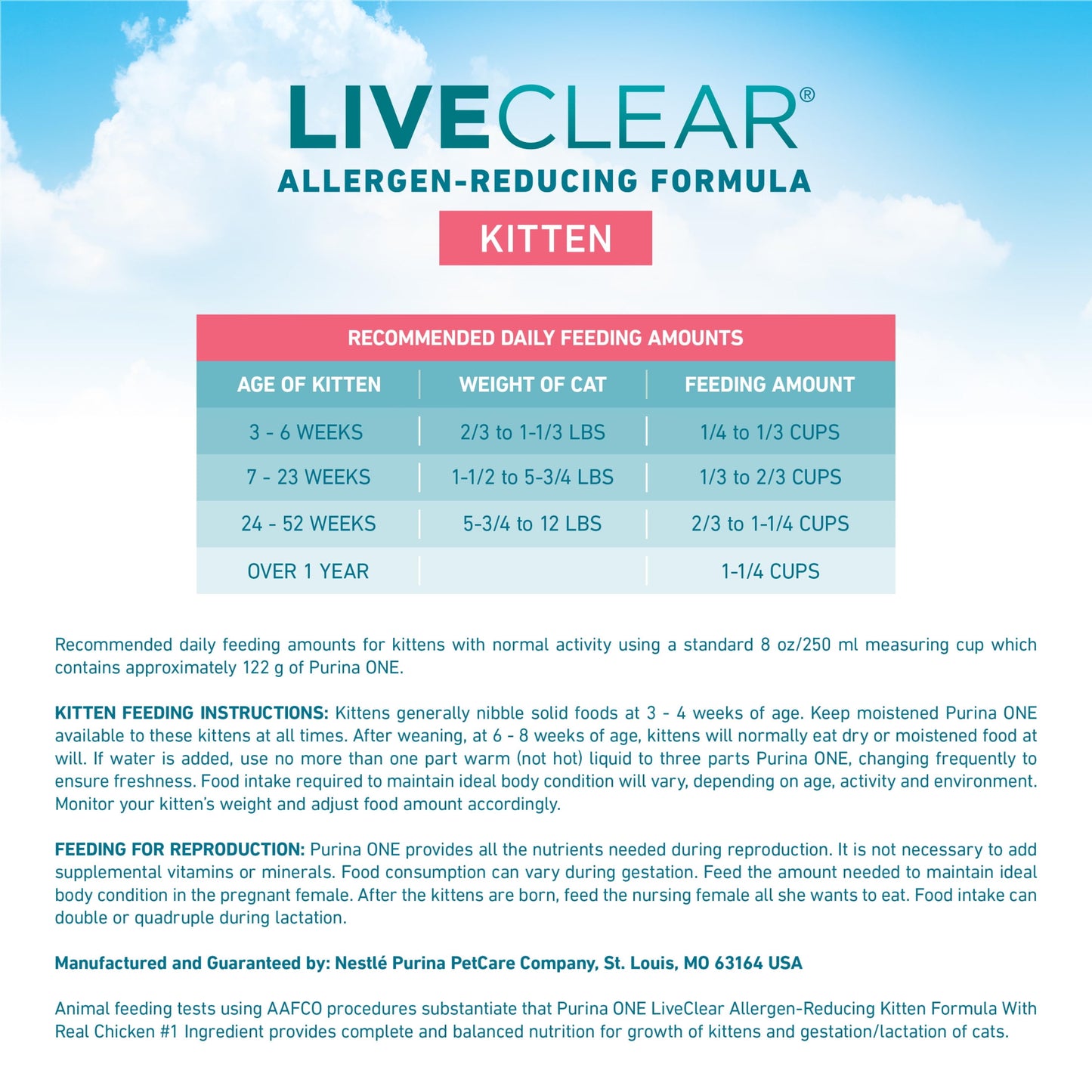 Purine ONE LiveClear Allergen-Reducing Dry Kitten Food Formula with Real Chicken as the Number One Ingredient, 5 lb. Bag