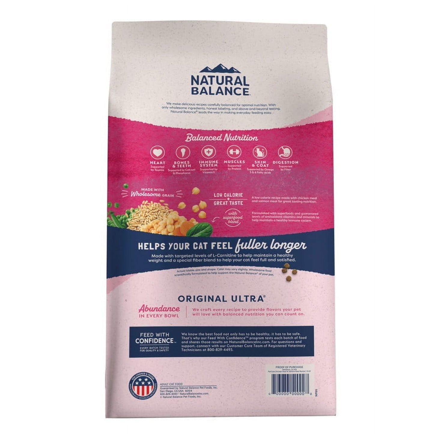 Natural Balance Pet Foods Fat Cats Low Calorie Dry Cat Food Chicken & Salmon, 15 lb