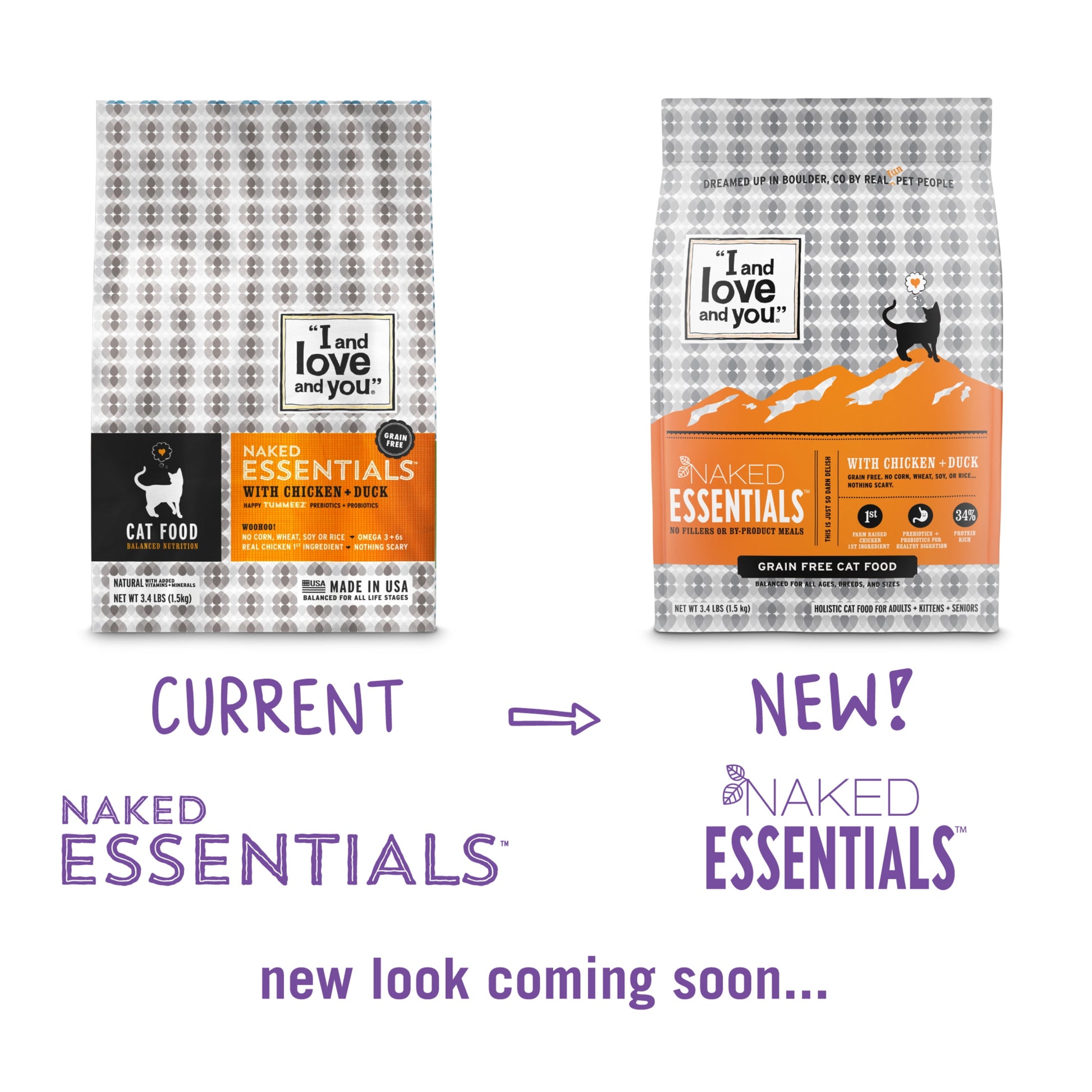 "I and love and you" Naked Essentials Chicken & Duck Flavor Dry Cat Food Grain-Free, 3.4 lb. Bag