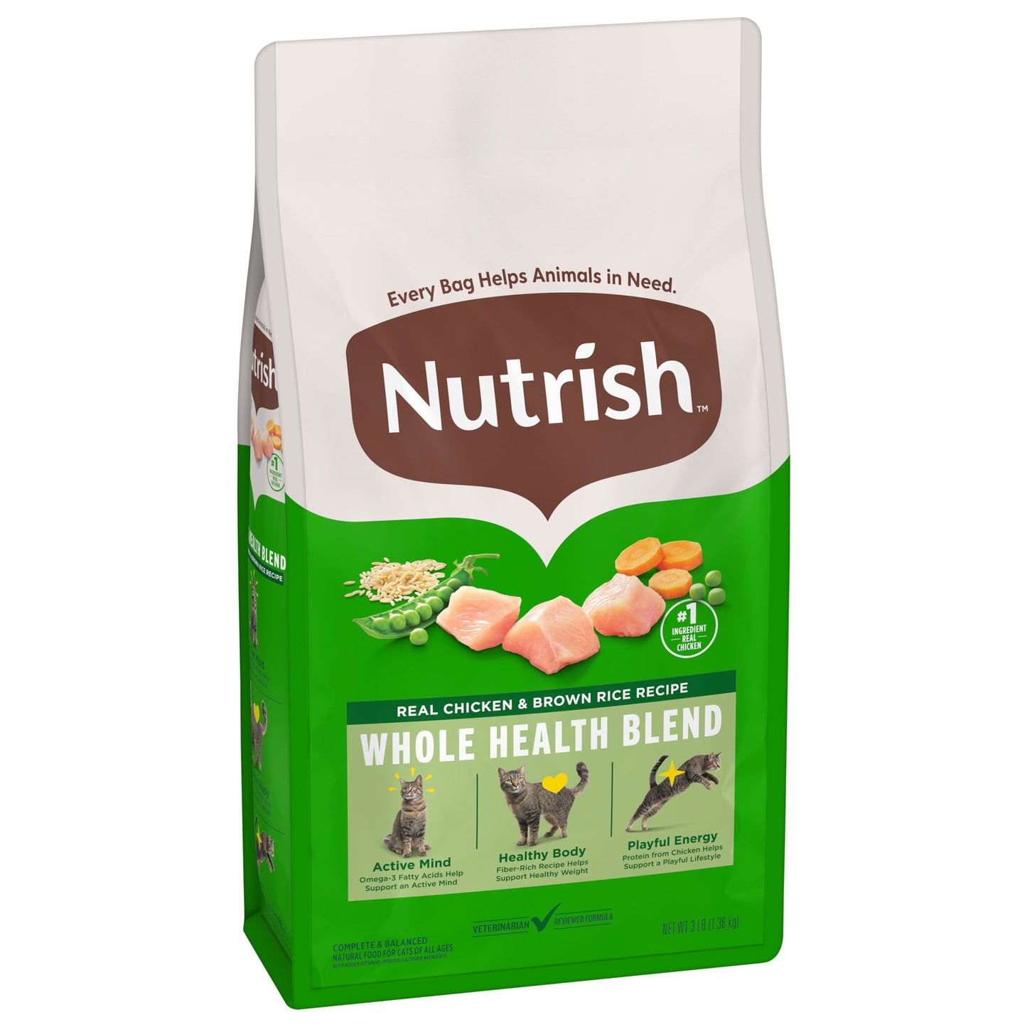 Nutrish Real Chicken & Brown Rice Recipe Dry Cat Food, 3 lb. Bag (Rachael Ray)