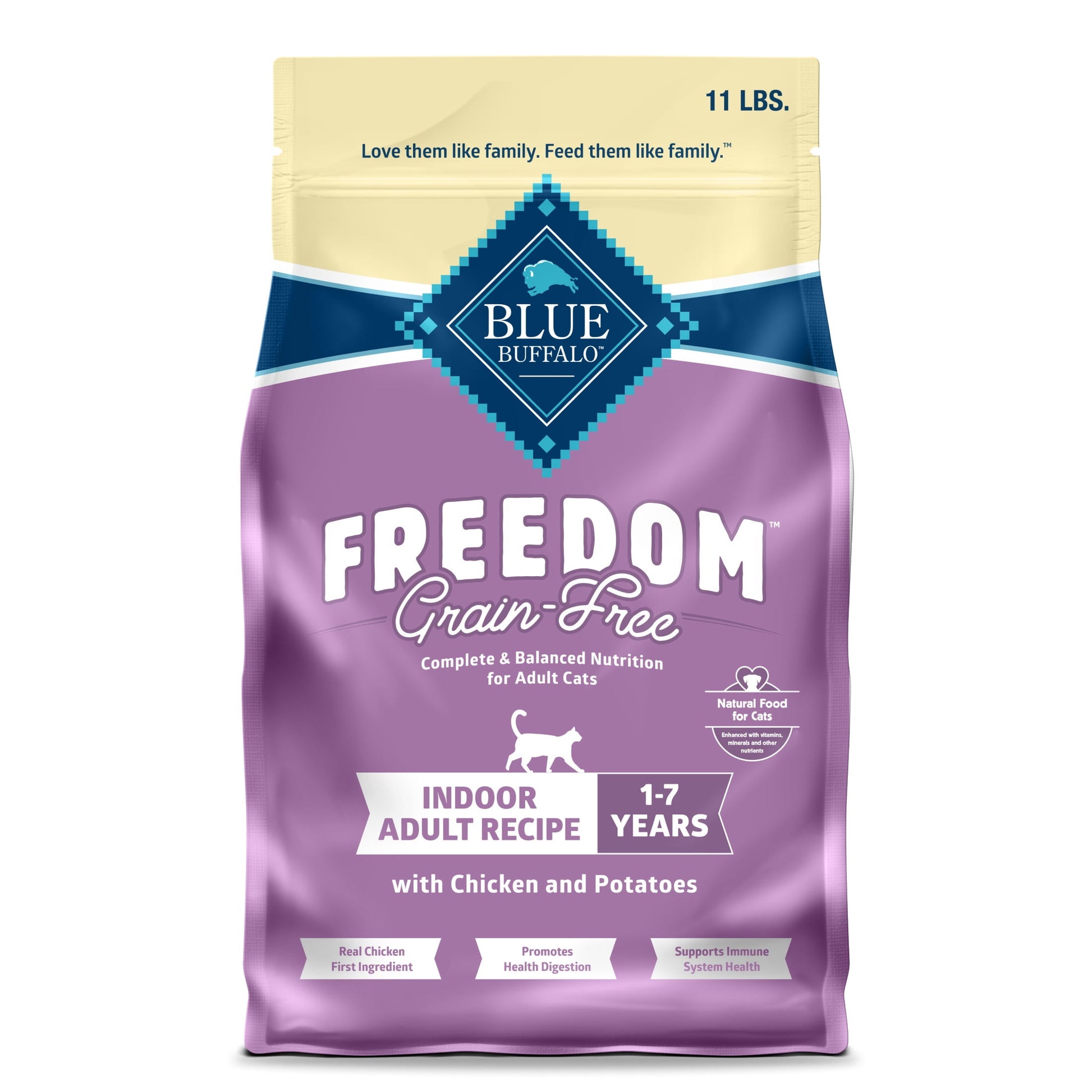 Blue Buffalo Freedom Natural Grain-Free Indoor Adult Dry Cat Food, Chicken Recipe, 11-lb. Bag