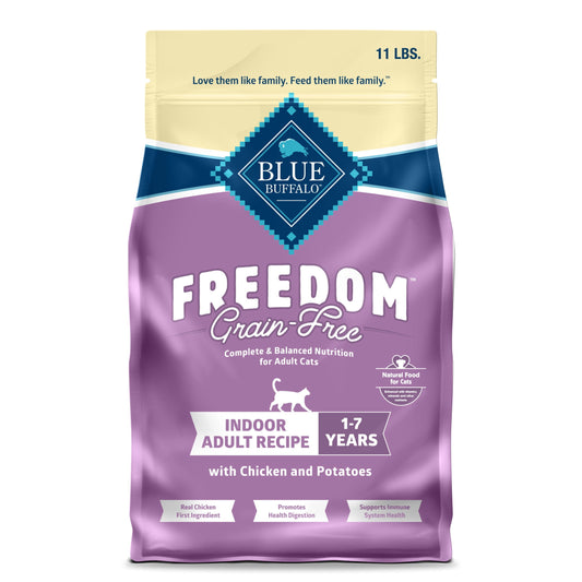 Blue Buffalo Freedom Natural Grain-Free Indoor Adult Dry Cat Food, Chicken Recipe, 11-lb. Bag