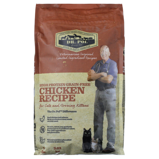 Dr. Pol High Protein Limited Ingredient Chicken Recipe Dry Cat Food for All Breeds, Ages and Sizes of Cats and Growing Kittens, 8 lb. Bag