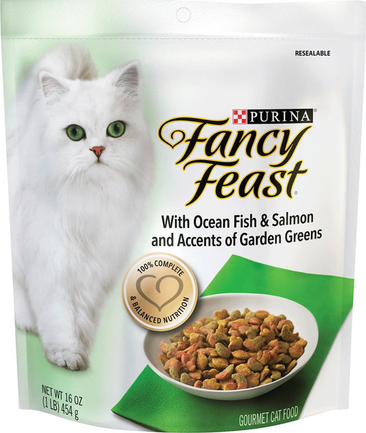 Fancy Feast Dry Cat Food Gourmet Ocean Fish & Salmon & Accents of Garden Greens 16 oz.