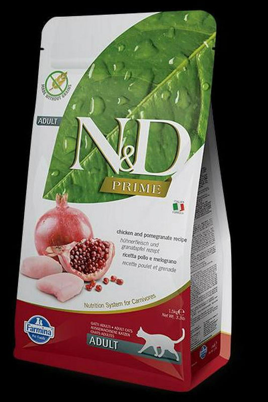 Farmina Pet Foods Farmina Prime N&D Natural and Delicious Grain Free Adult Chicken and Pomegranate Dry Cat Food 3.3 lb
