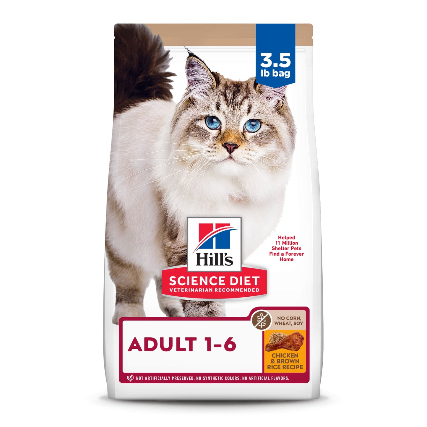 Hill's Science Diet No Corn, Wheat, Soy Chicken & Brown Rice Dry Cat Food, 3.5lb Bag