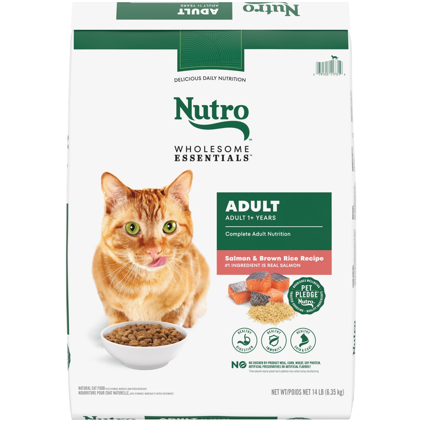 Nutro Wholesome Essentials Adult Dry Cat Food, Salmon & Brown Rice Recipe, 14 Lbs.