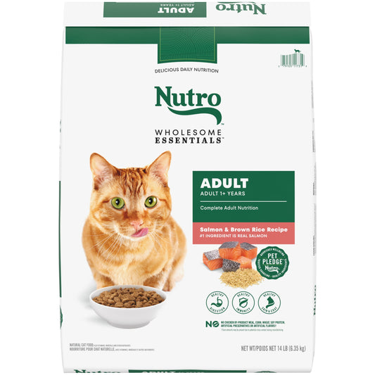 Nutro Wholesome Essentials Adult Dry Cat Food, Salmon & Brown Rice Recipe, 14 Lbs.