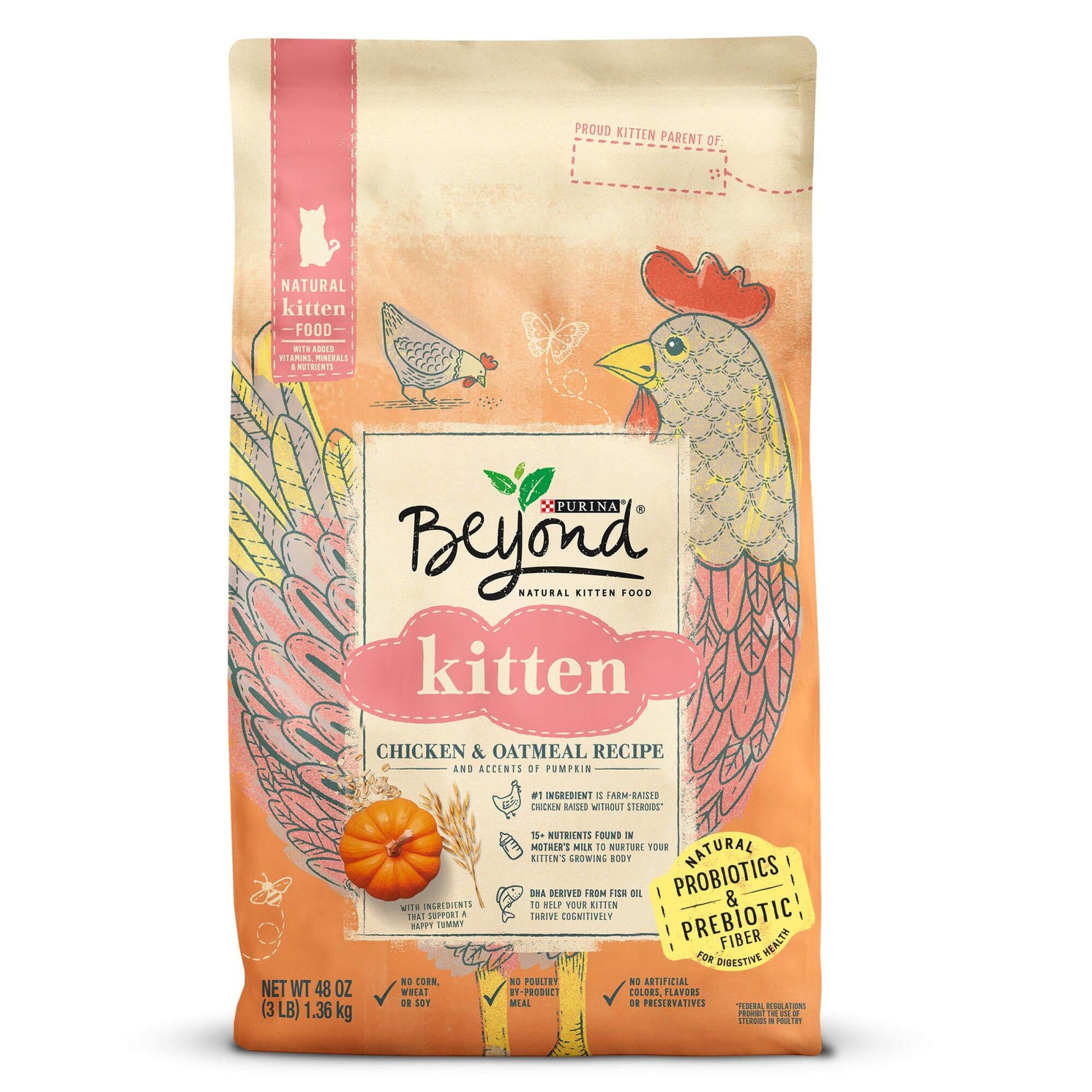 Purina Beyond Chicken & Oatmeal Recipe Dry Kitten Food, 3-lb Bag (Pack of 24)