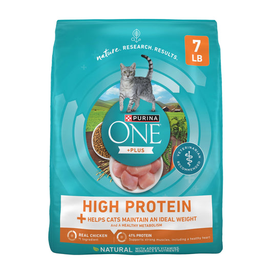 Purina ONE, Healthy Weight Plus Ideal Weight With Chicken Dry Cat Food High Protein, Weight Control Formula, 7 lb Bag