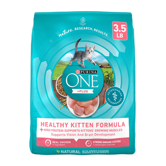 Purina ONE Plus, Healthy Kitten Formula, Dry Kitten Food, Chicken, 3.5 lb Bag