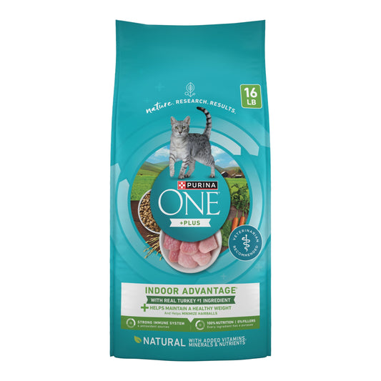 Purina ONE Plus, Indoor Advantage, Dry Cat Food, Turkey, 16 lb Bag