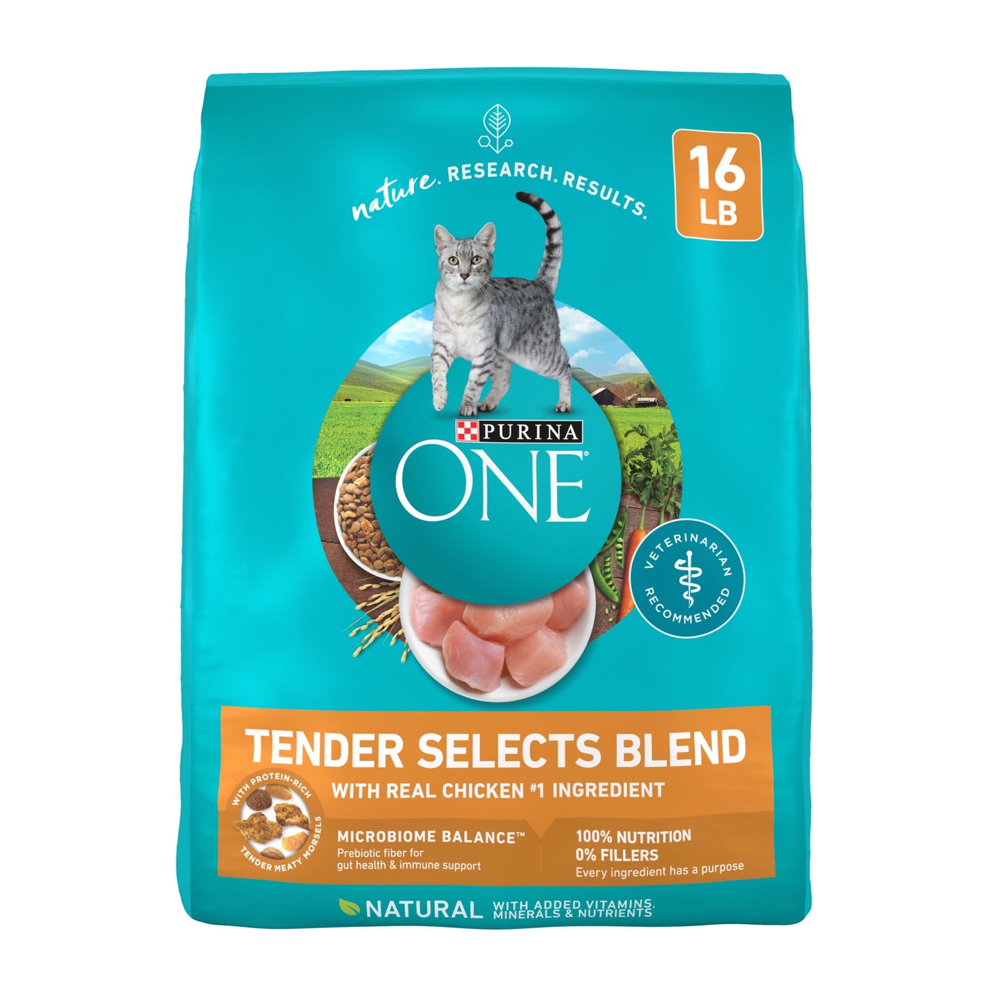 Purina ONE Tender Select Blends Dry Cat Food, Chicken, 16 lb Bag