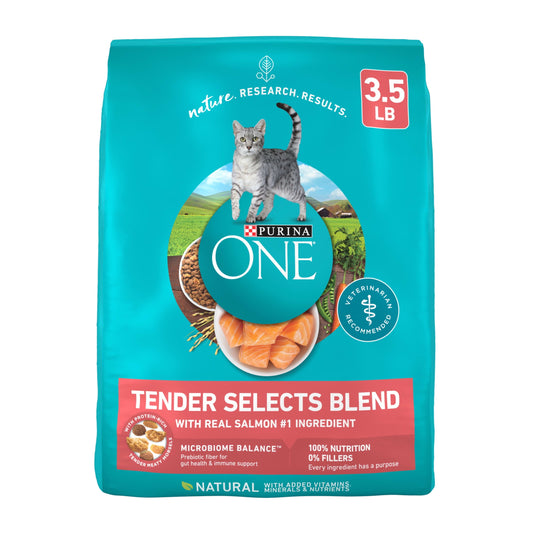 Purina ONE Tender Select Blends Dry Cat Food, Salmon, 3.5 lb Bag