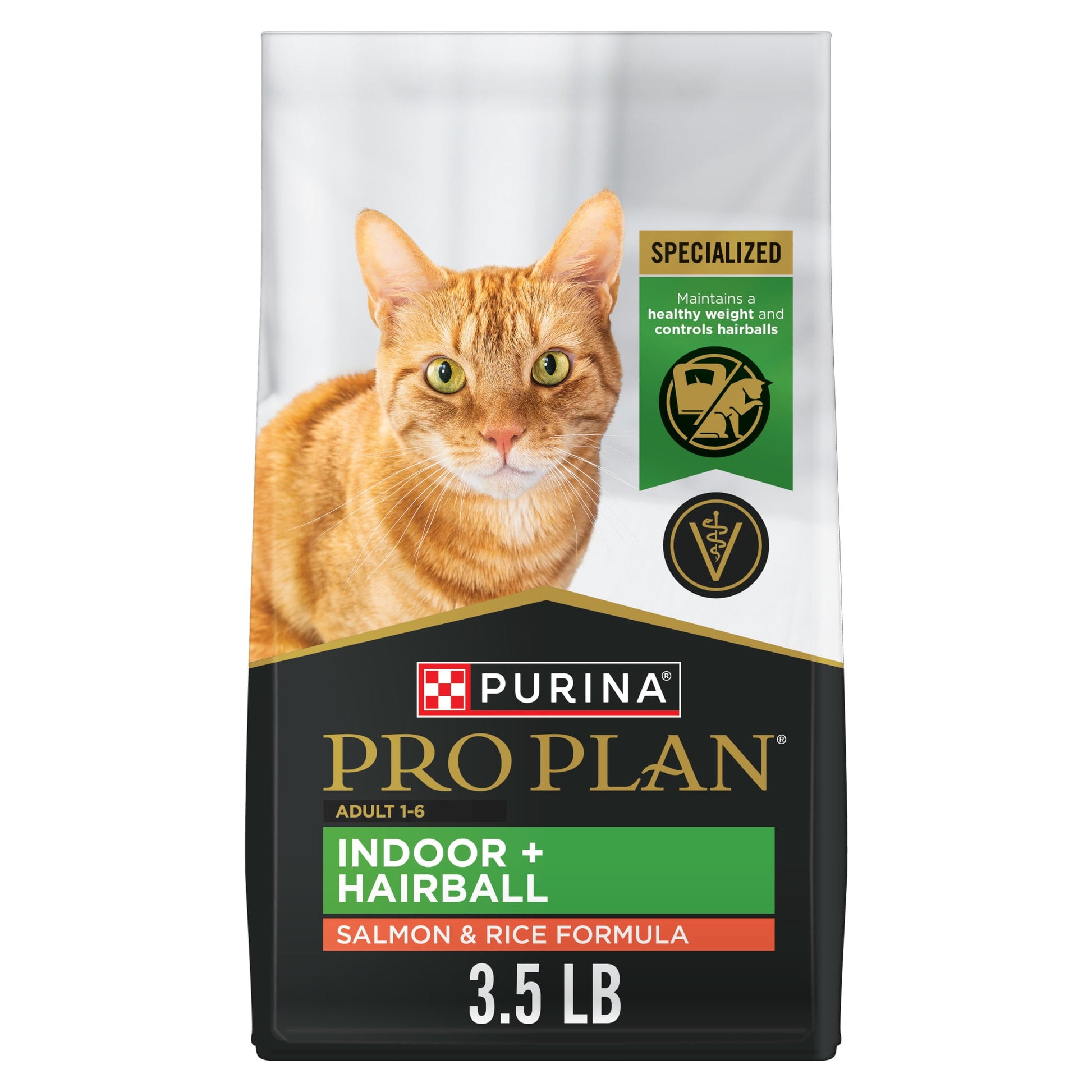 Purina Pro Plan Hairball, IndoorDry Cat Food, Salmon & Rice, 3.5 lb Bag