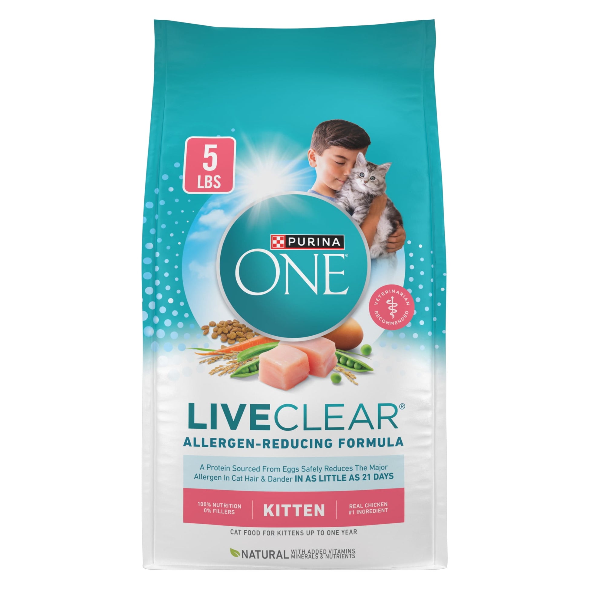 Purine ONE LiveClear Allergen-Reducing Dry Kitten Food Formula with Real Chicken as the Number One Ingredient, 5 lb. Bag