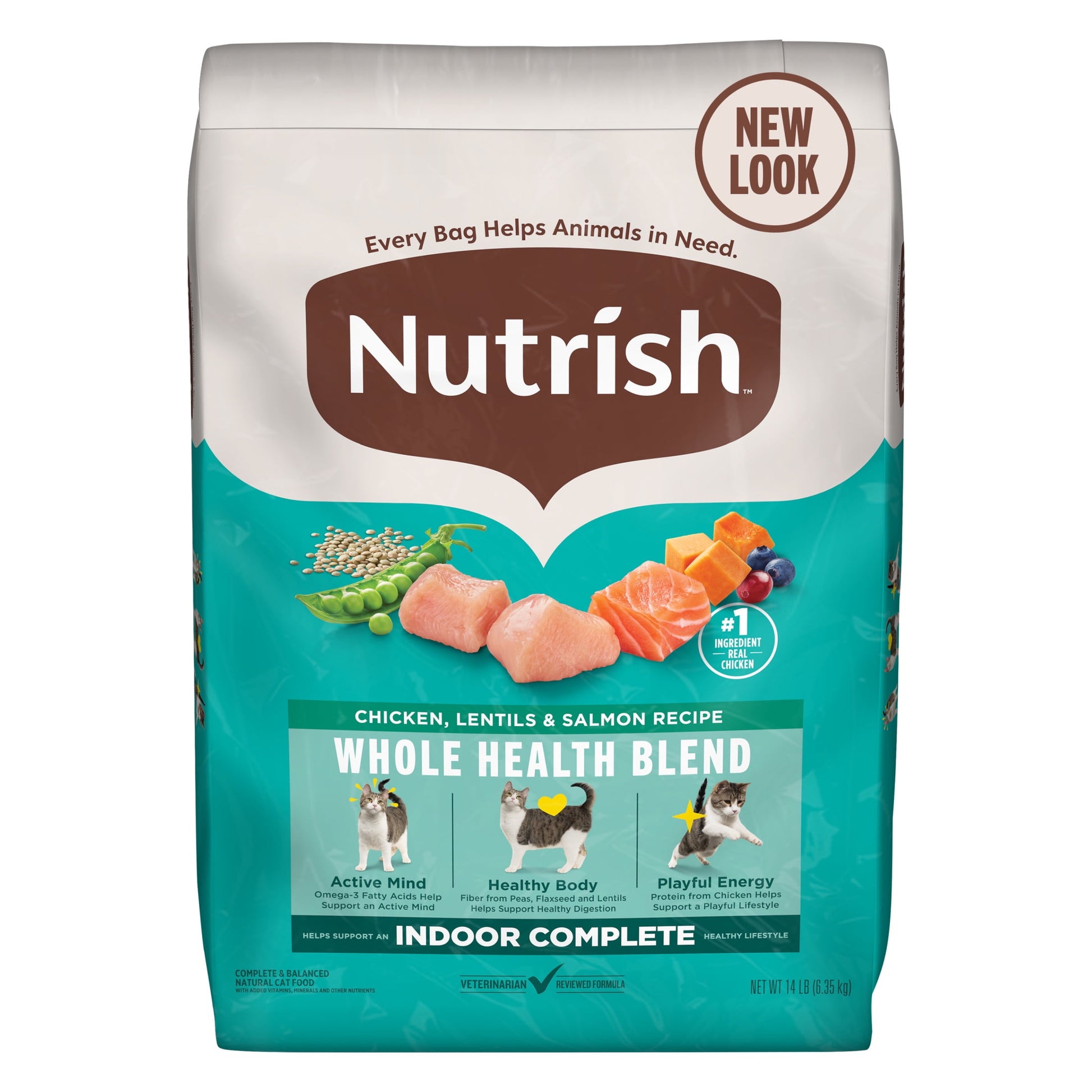 Nutrish Indoor Complete Chicken, Lentils & Salmon Recipe Dry Cat Food 14 lb. Bag (Rachael Ray)