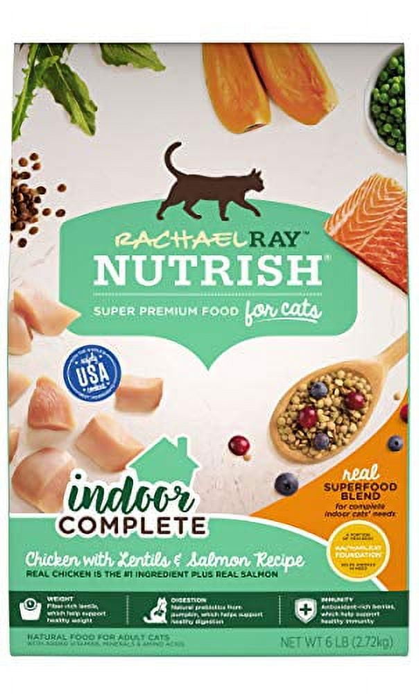 Rachael Ray Nutrish 6 lb Chicken With Lentils and Salmon Recipe Indoor Complete Natural Premium Dry Cat Food