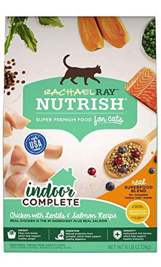 Rachael Ray Nutrish 6 lb Chicken With Lentils and Salmon Recipe Indoor Complete Natural Premium Dry Cat Food