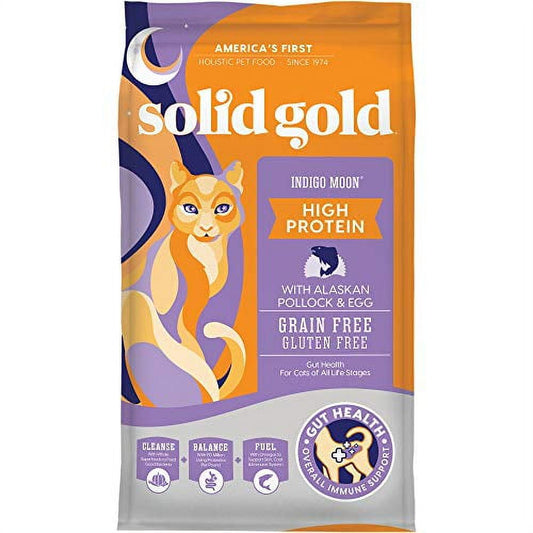 Solid Gold - Indigo Moon with Real Alaskan Pollock & Eggs - High Protein - Grain-Free - Holistic Dry Cat Food for All Life Stages - 6 Lbs