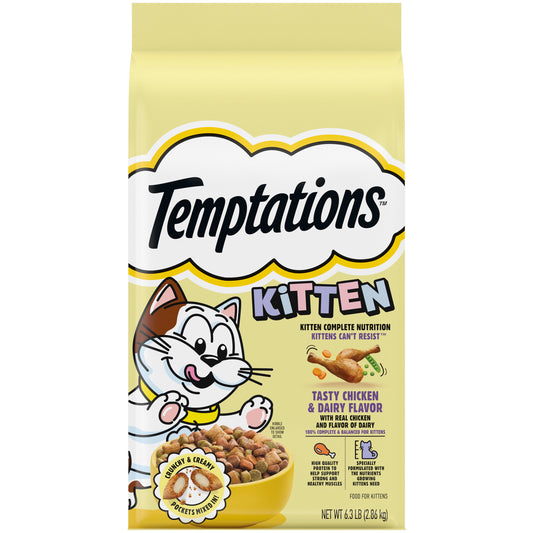 Temptations Tasty Chicken & Dairy Flavor Dry Kitten Food, 6.3 Lb Bag