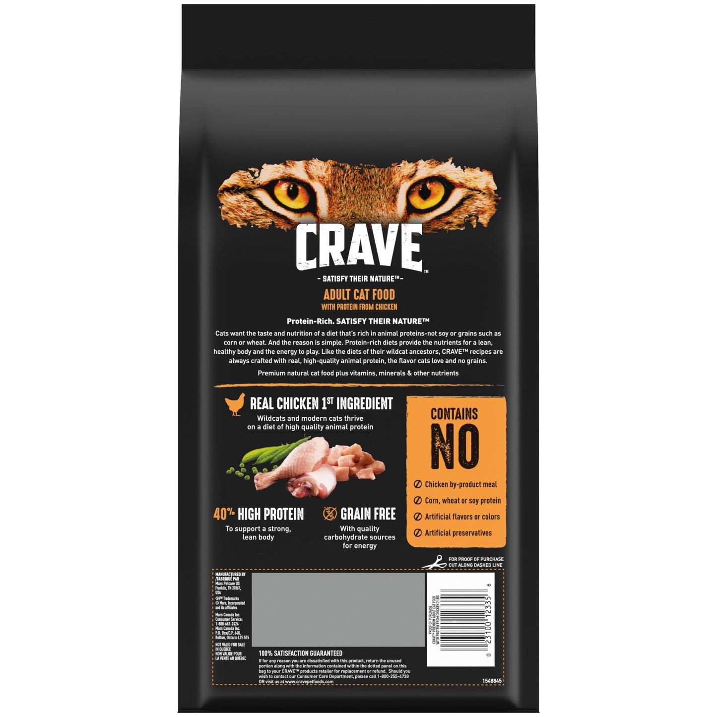 Crave Grain Free Adult High Protein Natural Dry Cat Food With Protein From Chicken, 2 Lb. Bag