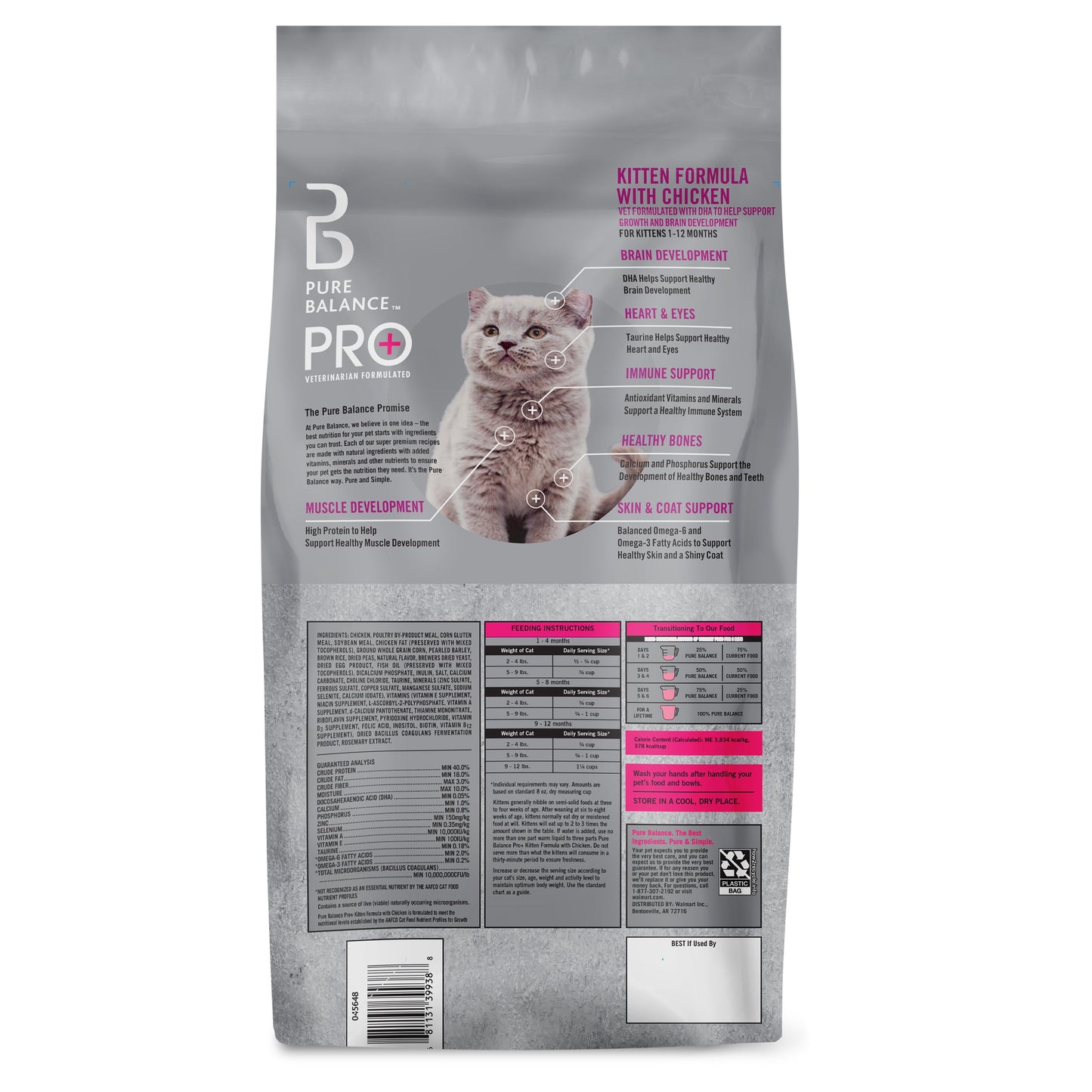 Pure Balance Pro+ Kitten Formula with Chicken Dry Cat Food, 7 lbs