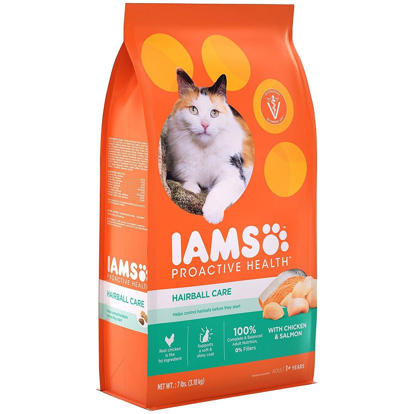 Iams Proactive Health Adult Hairball Care Dry Cat Food With Chicken And Salmon, 7 Lb. Bag