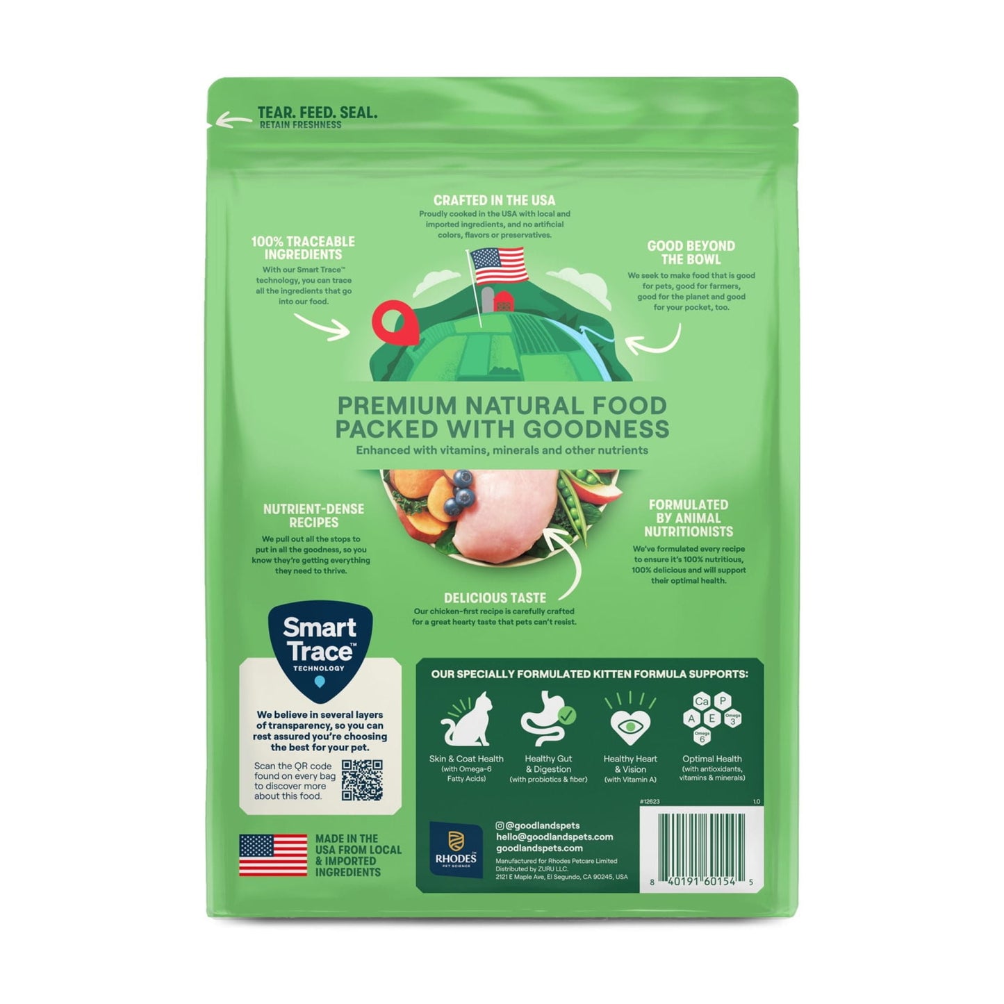 Goodlands Cage-Free Chicken Flavor, Dry Kitten Cat Food with Probiotics, 3.15 lb Bag