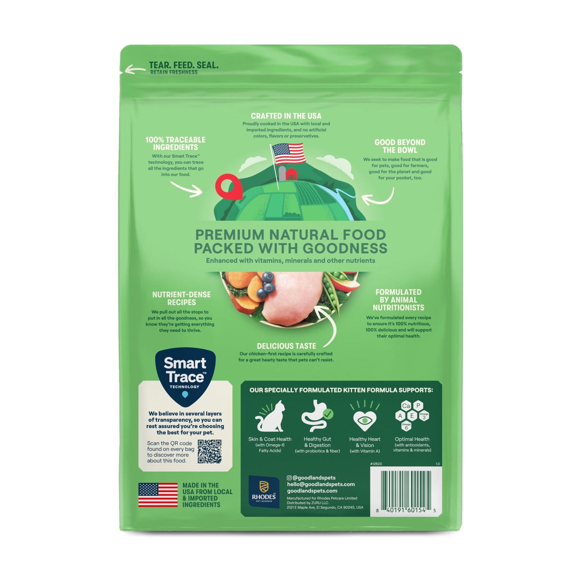 Goodlands Cage-Free Chicken Flavor, Dry Kitten Cat Food with Probiotics, 3.15 lb Bag
