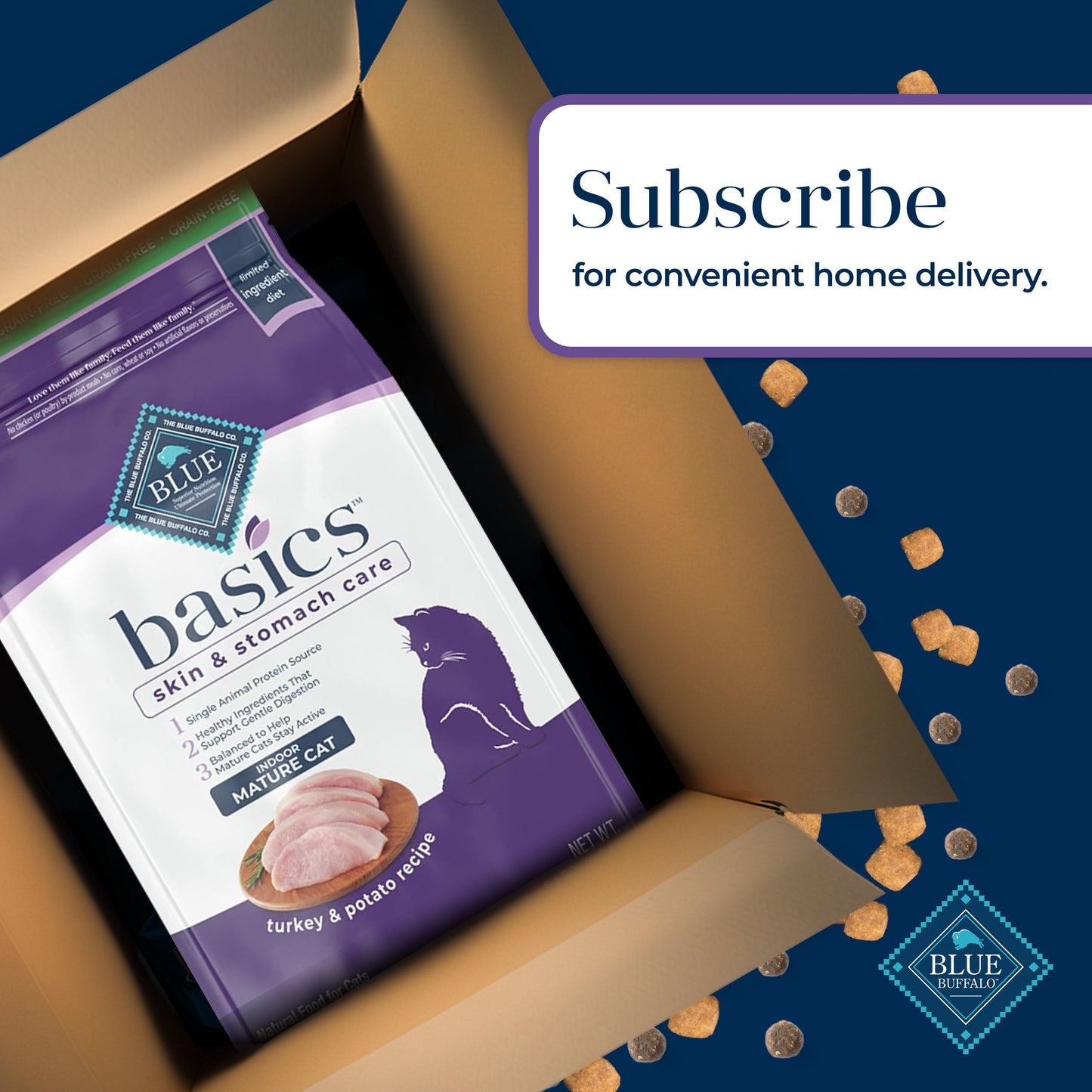 Blue Buffalo Basics Mature Cat Skin & Stomach Care Dry Cat Food, Turkey & Potato, 5 lbs.