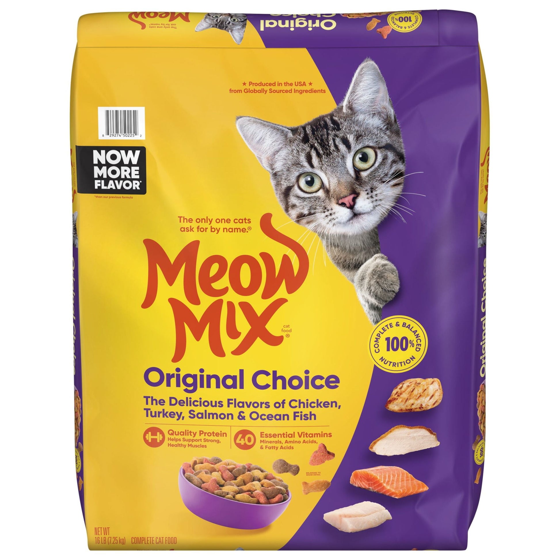 (4 pack) Meow Mix Original Choice Dry Cat Food, 16 lb. Bag