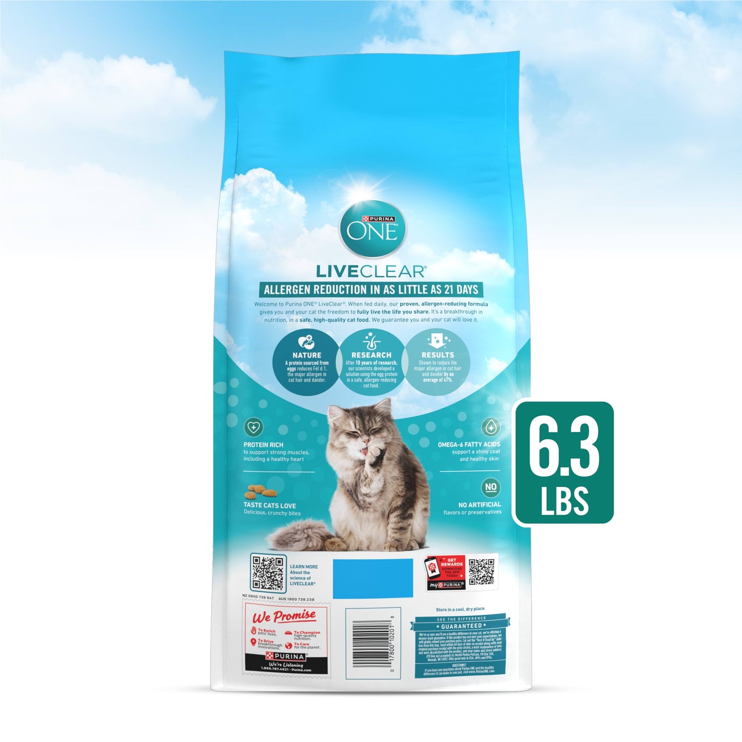 Purina ONE LiveClear Allergen-Reducing Dry Cat Food Formula with Real Chicken as the Number One Ingredient, 6.3 lb. Bag