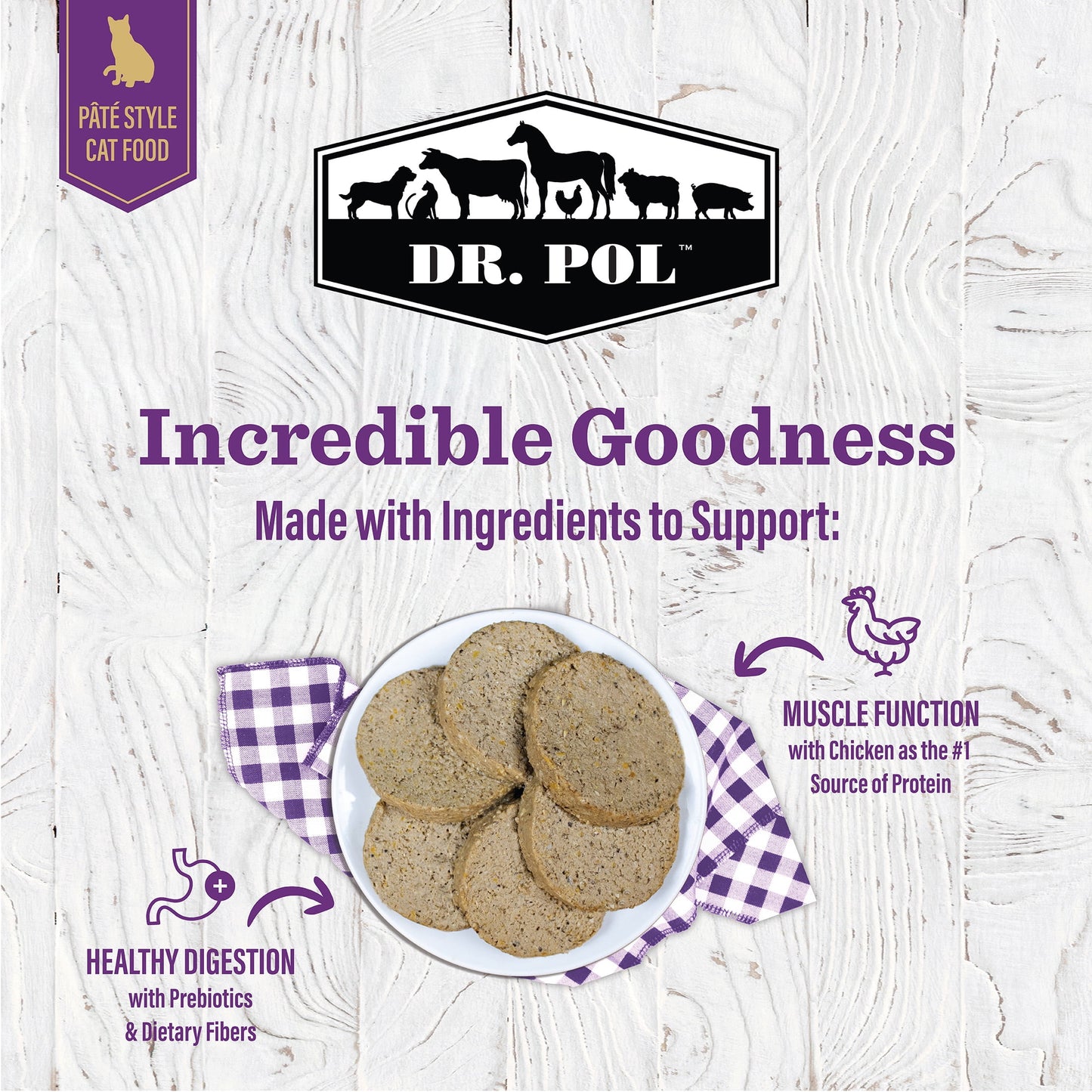 (6 pack) Dr. Pol Incredi-Pol Favorites Chicken Weight and Hairball Support Canned Cat Food, 5.5oz.