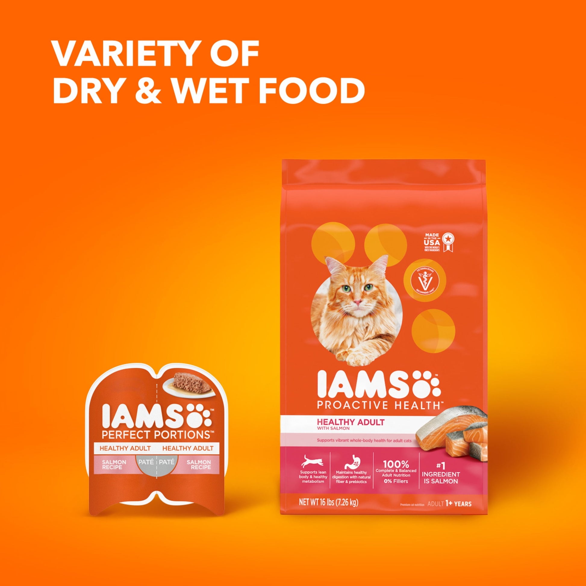 Iams Proactive Health Salmon Flavor Dry Cat Food For Adult Cats, 7 Lb Bag