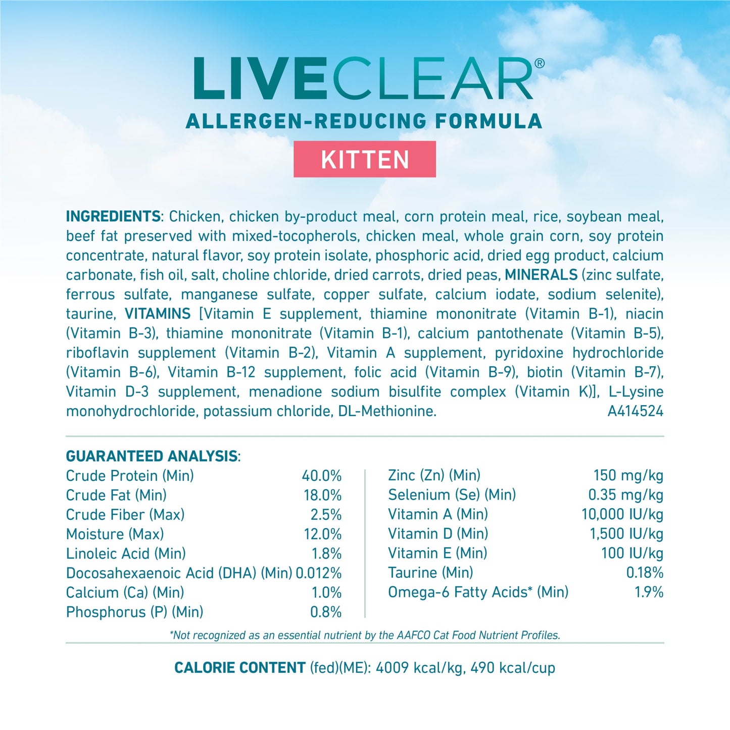 Purine ONE LiveClear Allergen-Reducing Dry Kitten Food Formula with Real Chicken as the Number One Ingredient, 5 lb. Bag