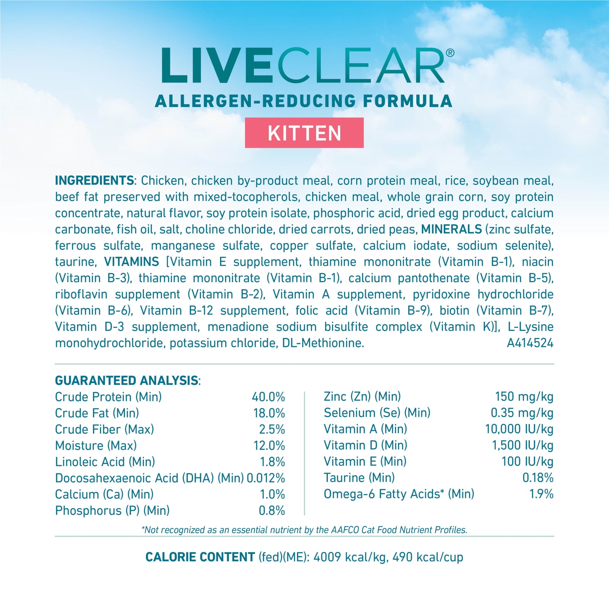 Purine ONE LiveClear Allergen-Reducing Dry Kitten Food Formula with Real Chicken as the Number One Ingredient, 5 lb. Bag